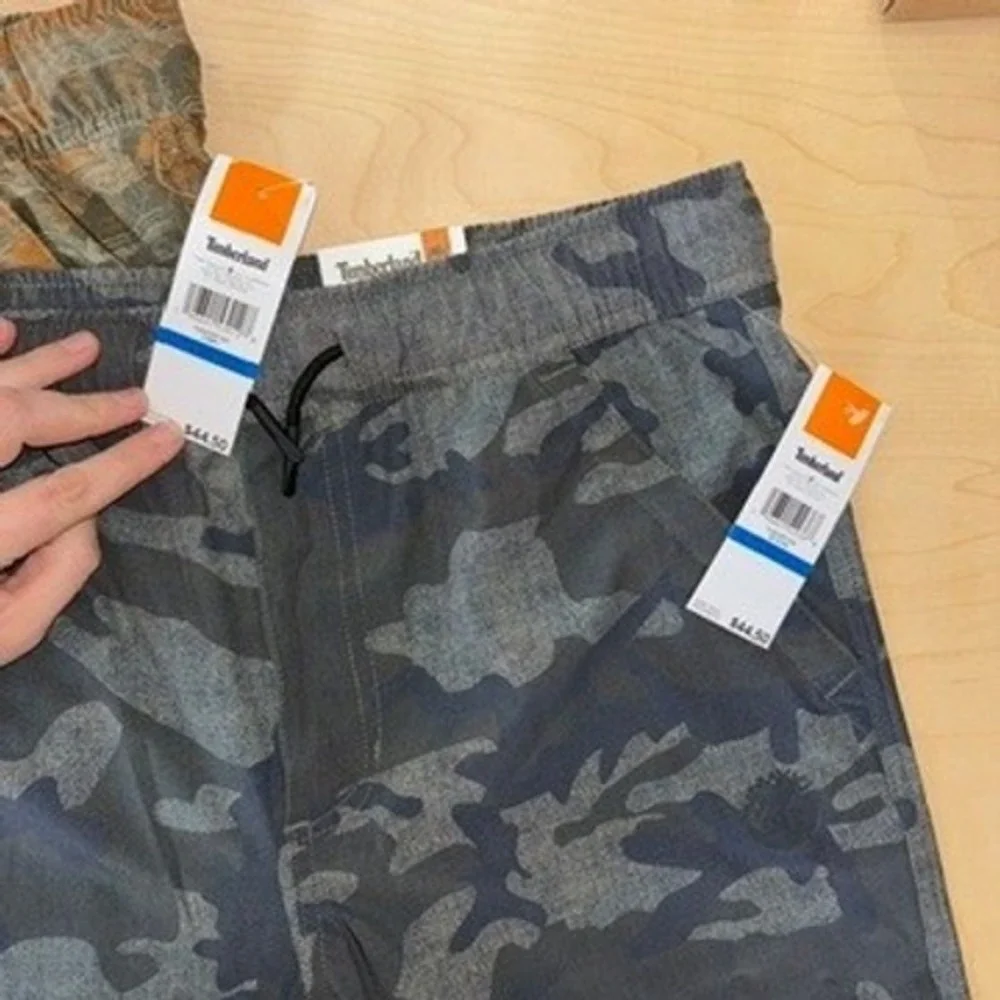 Lot 2 Timberland Boys Amphibian‎ Stretch Pull-On Shorts Sz XL NEW Camo Shorts